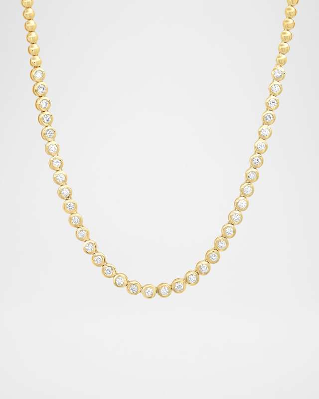 18K Yellow Gold 1/3 Diamond Mini Bezel Tennis Necklace